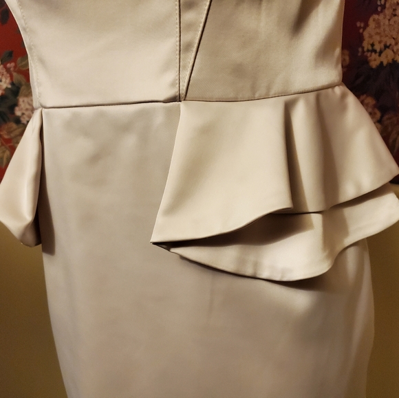 Champagne Peplum Cocktail Dress - Picture 4 of 7